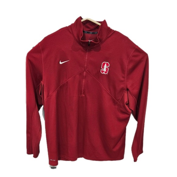 Men's Stanford Cardinal Nike Half Zip Pullover Jacket XL Red With Dri Fit - Picture 1 of 11